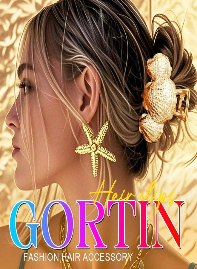 Gortin Starfish Claw Clips Gold Metal Seashell Hair Clip Medium Hair Claw Barrettes Beach Hair Accessories for Women - Image 5